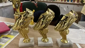 Golden Boot - 19cm on marble base